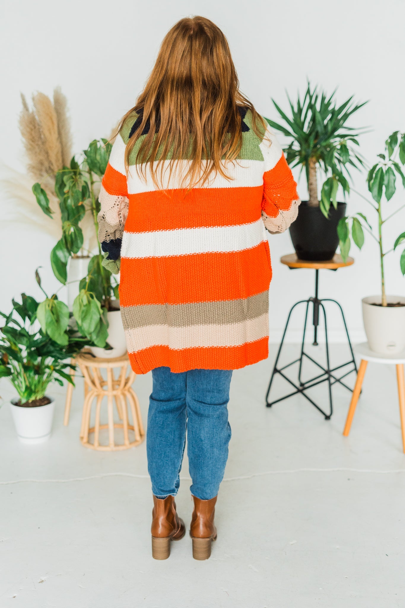 Chunky Color Block Knit Cardigan - Whiskey Skies - DAVI & DANI