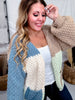 Chunky Knit Mocha & Blue Colorblock Cardigan - Whiskey Skies - ADORA