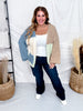 Chunky Knit Mocha & Blue Colorblock Cardigan - Whiskey Skies - ADORA