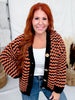 Chunky Knit Orange & Black Button Front Cardigan - Whiskey Skies - BIBI