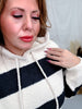 Chunky Striped Charcoal & Cream Hoodie - Whiskey Skies - SEW IN LOVE