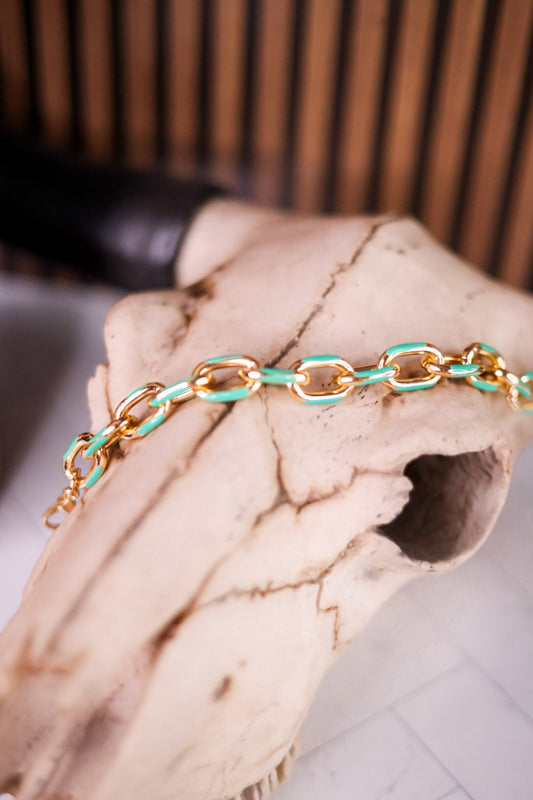 Chunky Teal Enamel Dipped Trucker Hat Chain - Whiskey Skies - VIBES HAT COMPANY