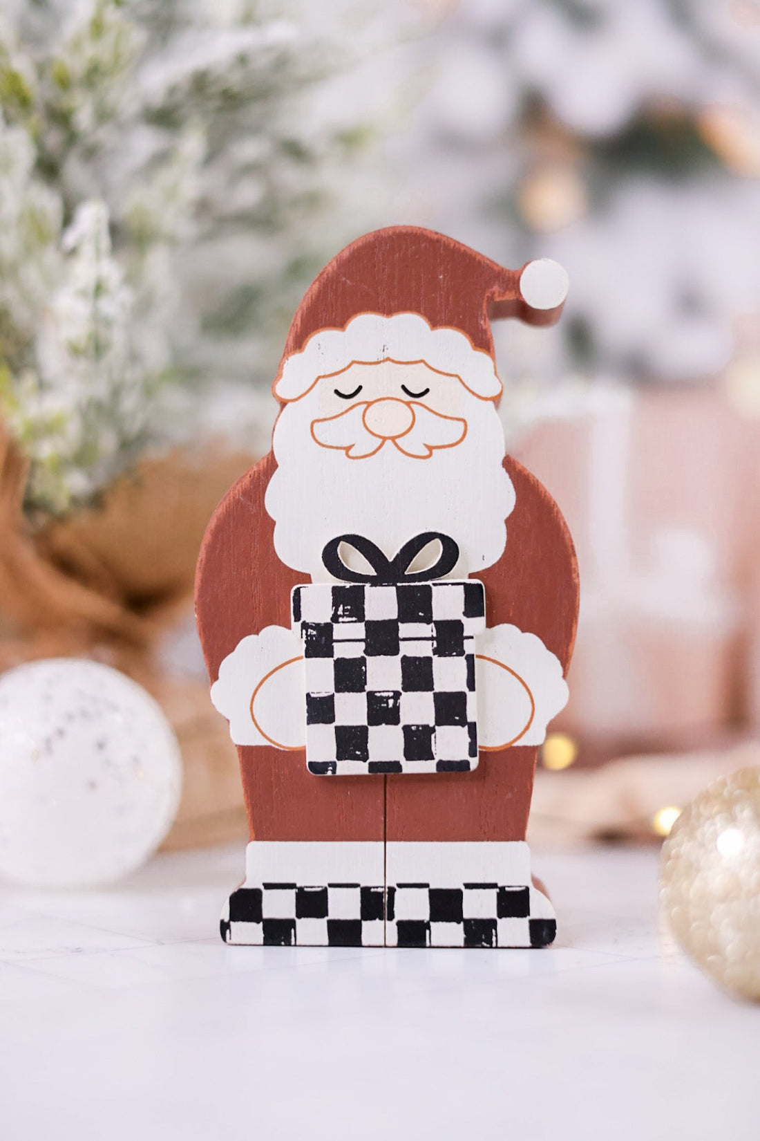 Chunky Wooden Santa Claus Sitter - Whiskey Skies - ADAMS & CO