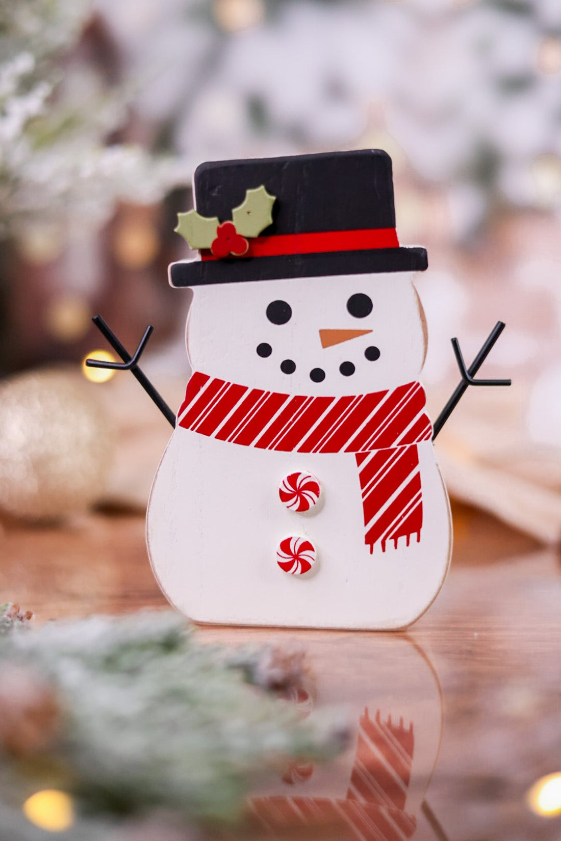 Chunky Wooden Snowman Sitter - Whiskey Skies - ADAMS & CO