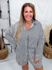 Classic Black & White Striped Button Front Top - Whiskey Skies - SOUTHERN GRACE