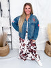 Classic Blue Denim Jacket With Western Embroidery - Whiskey Skies - DAVI & DANI