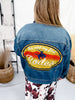 Classic Blue Denim Jacket With Western Embroidery - Whiskey Skies - DAVI & DANI