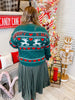 Classic Reindeer Christmas Themed Knit V - Neck Sweater - Whiskey Skies - GEEGEE