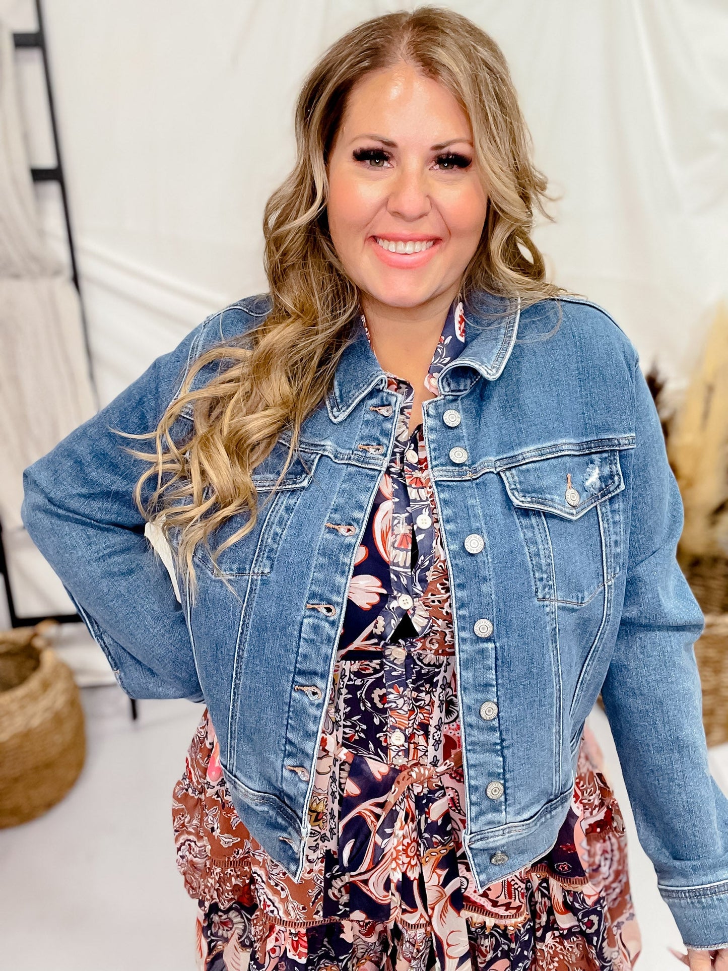 Classic Vintage Wash Denim Jacket - Whiskey Skies - JUDY BLUE