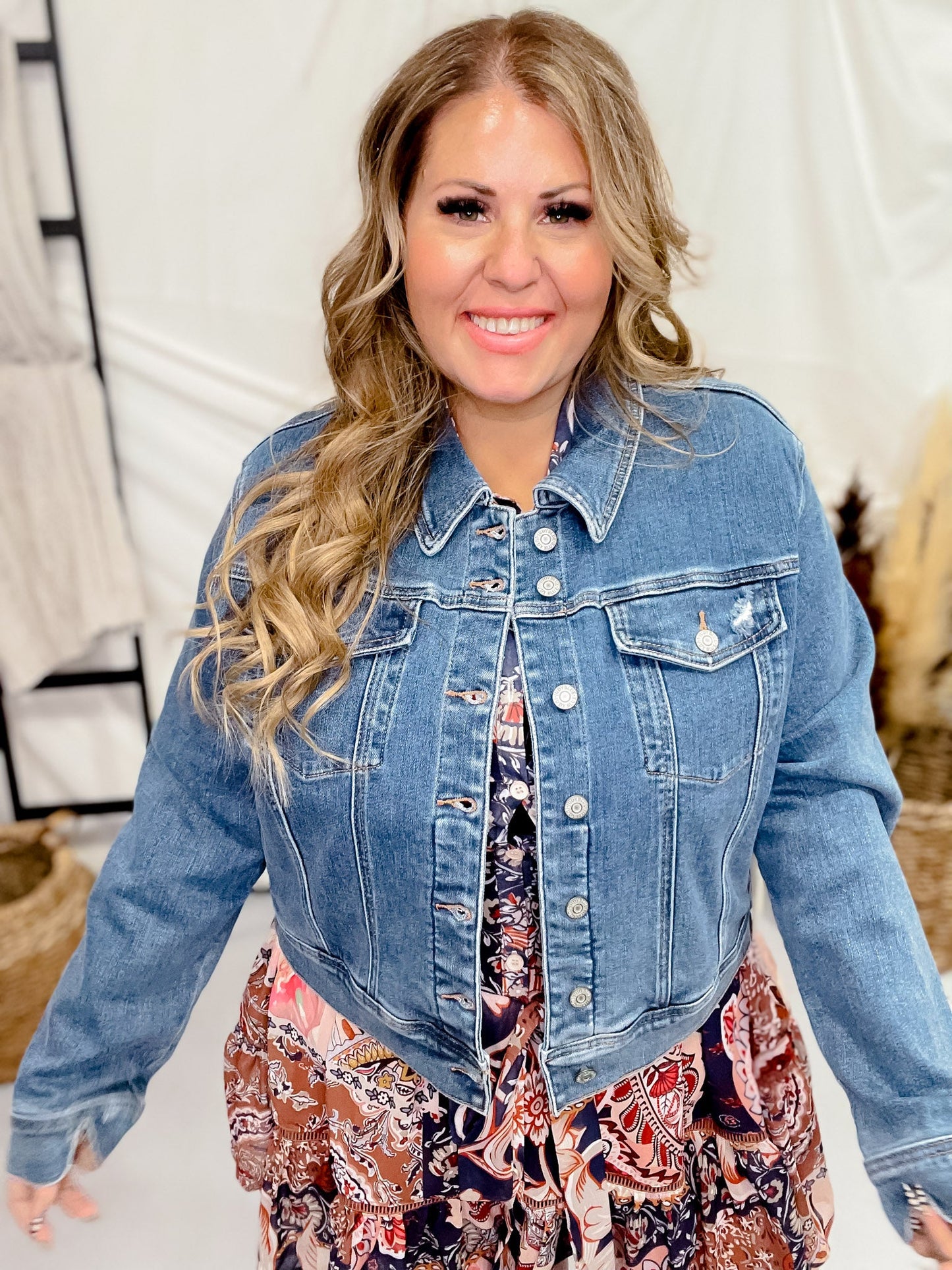 Classic Vintage Wash Denim Jacket - Whiskey Skies - JUDY BLUE