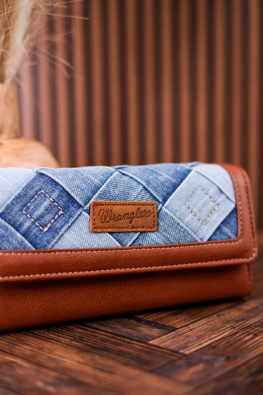Classic Wrangler Denim Tri Fold Convertible Wallet - Whiskey Skies - MONTANA WEST