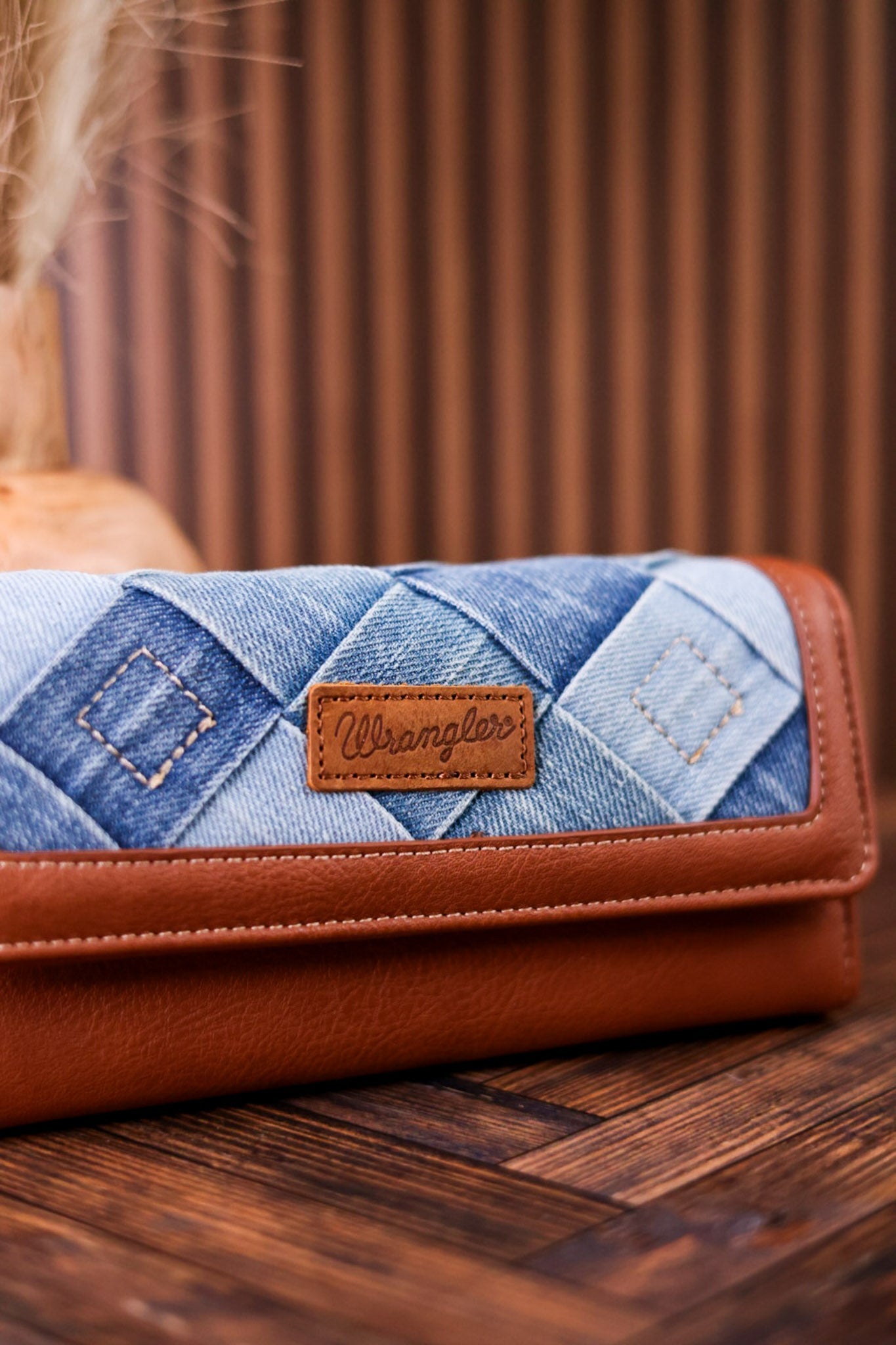 Classic Wrangler Denim Tri Fold Convertible Wallet - Whiskey Skies - MONTANA WEST