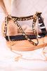Clear Satchel Bag With Leopard Print Border - Whiskey Skies - MIMI WHOLESALE