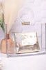 Clear Vinyl Hand Bag With Gold Clutch - Whiskey Skies - VINTAGE HAVANA