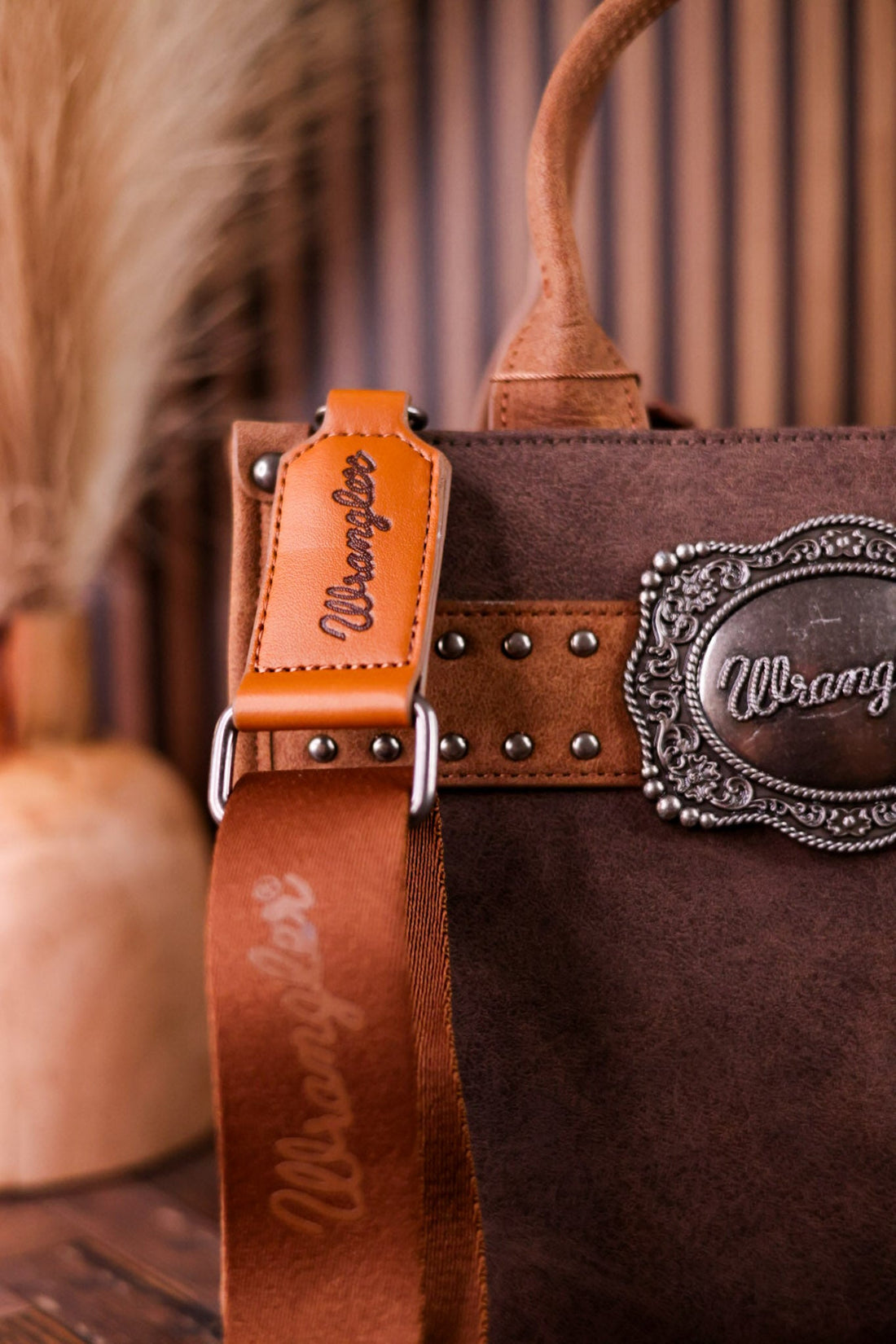 Coffee Brown Wrangler Concealed Carry Tote Bag With Belt Buckle - Whiskey Skies - MONTANA WEST