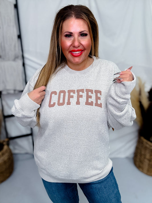 Coffee Puff Knit Sweater - Whiskey Skies - SOUTHERN BLISS COMPANY