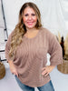 Coffee Ribbed 3/4 Sleeve Boxy Top - Whiskey Skies - ANDREE BY UNIT