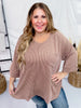 Coffee Ribbed 3/4 Sleeve Boxy Top - Whiskey Skies - ANDREE BY UNIT