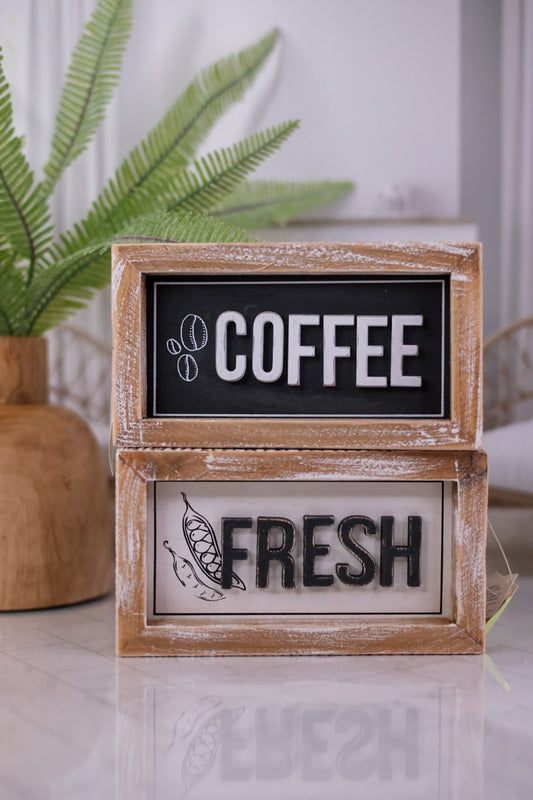 Coffee/Fresh Double Sided Wood Sign - Whiskey Skies - ADAMS & CO