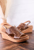 Cognac Faux Leather Wedges With Stitching - Whiskey Skies - CORKYS FOOTWEAR