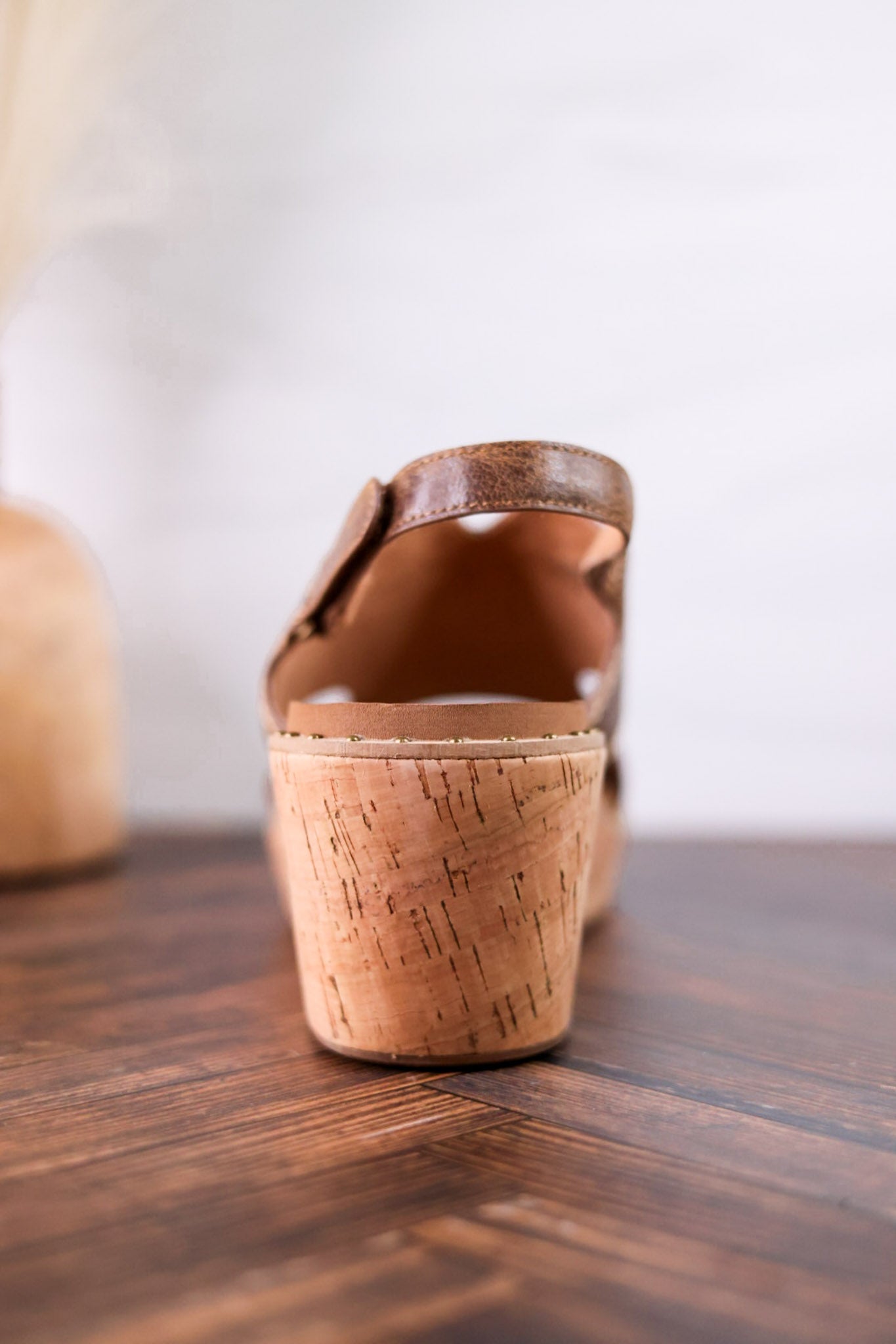 Cognac Faux Leather Wedges With Stitching - Whiskey Skies - CORKYS FOOTWEAR