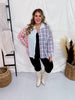 Color Block Plaid & Solid Long Sleeve Button Down Top - Whiskey Skies - JNNA