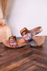 Color Me Cool Multicolored Sandals With Medallion Buckles - Whiskey Skies - SPRING FOOTWEAR