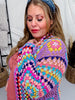 Colorful Crochet Fringe Open Front Cardigan Duster - Whiskey Skies - SWEET GENERIS