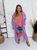 Colorful Crochet Fringe Open Front Cardigan Duster - Whiskey Skies - SWEET GENERIS