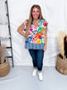 Colorful Floral Pattern Blouse With Ruffle Sleeves - Whiskey Skies - ODDI