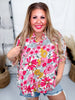 Colorful Floral Print Button Down Top with Dolman Sleeves - Whiskey Skies - BIBI