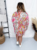 Colorful Floral Print Button Down Top with Dolman Sleeves - Whiskey Skies - BIBI