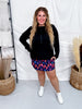 Colorful Ghost Print Elastic Waist Skort - Whiskey Skies - BIRD & CO