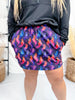 Colorful Ghost Print Elastic Waist Skort - Whiskey Skies - BIRD & CO