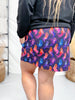 Colorful Ghost Print Elastic Waist Skort - Whiskey Skies - BIRD & CO