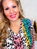 Colorful Leopard Print Flowy V - Neck Top - Whiskey Skies - DEAR SCARLETT