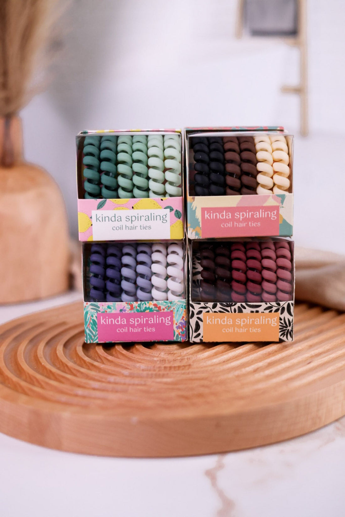 Colorful Spiral Coil Hair Ties (4 Colors) - Whiskey Skies - DM MERCHANDISING