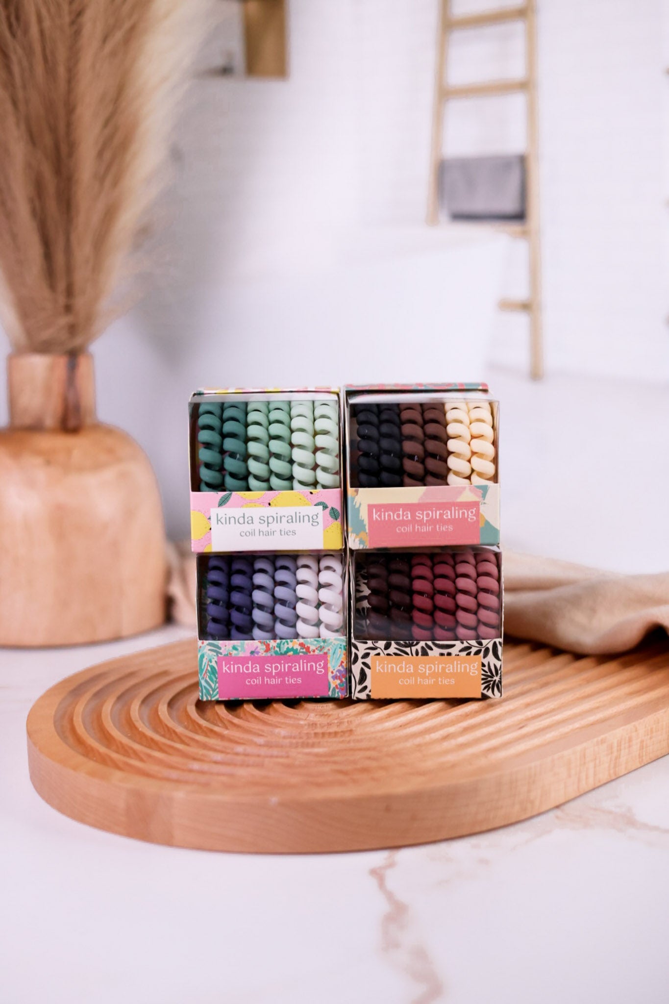 Colorful Spiral Coil Hair Ties (4 Colors) - Whiskey Skies - DM MERCHANDISING