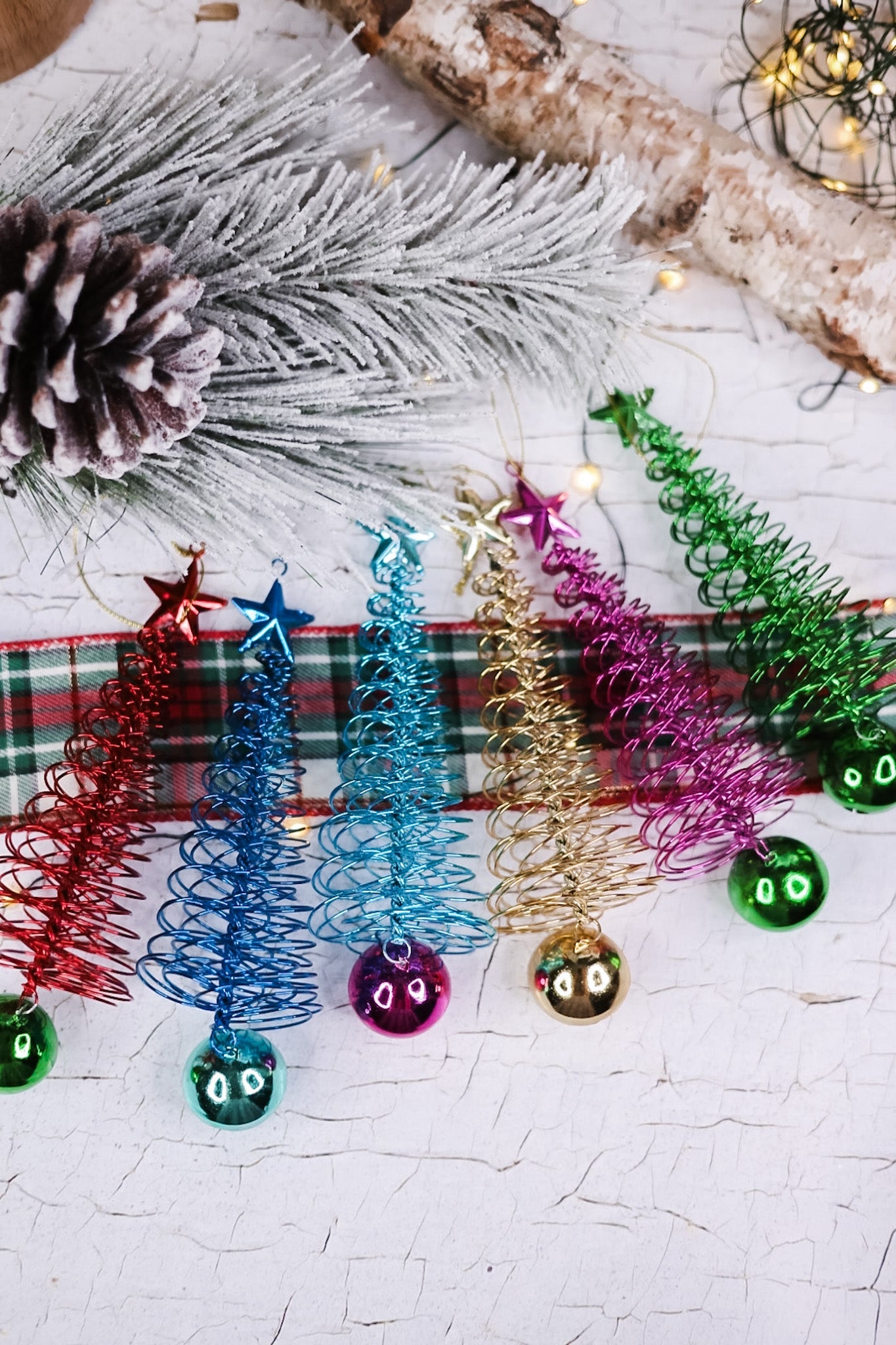 Colorful Spiraled Wire Christmas Tree Ornaments - Whiskey Skies - 180 DEGREES