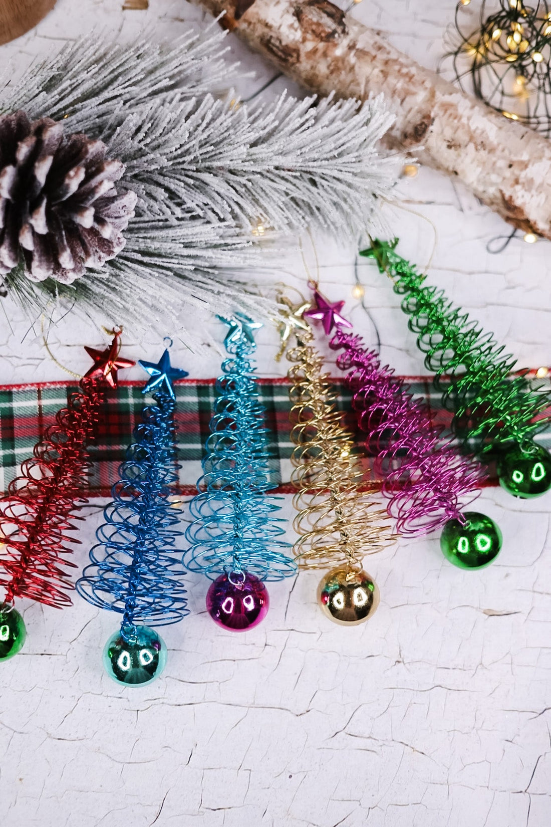 Colorful Spiraled Wire Christmas Tree Ornaments - Whiskey Skies - 180 DEGREES