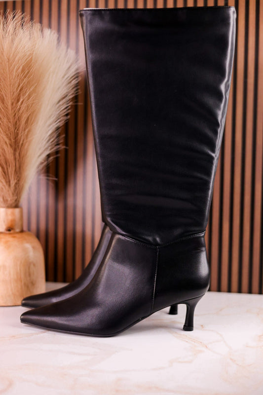 Company Party Wide Calf Convertible Kitten Heel Boots - Whiskey Skies - CORKYS FOOTWEAR