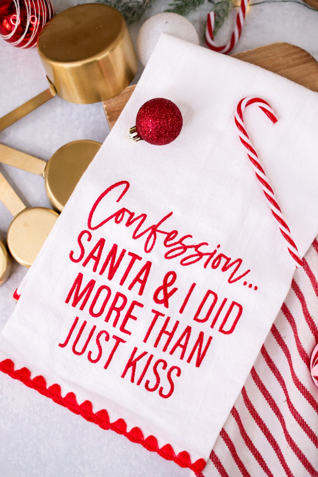 "Confession" Christmas Decorative Kitchen Tea Towel - Whiskey Skies - TOTALEE GIFT