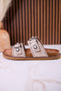 "Connie" Sandals With Studs & Flower Accents In Cream - Whiskey Skies - VERY G