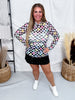 Conversation Heart Print Checkered Long Sleeve Mesh Top - Whiskey Skies - JESS LEA