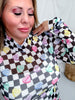 Conversation Heart Print Checkered Long Sleeve Mesh Top - Whiskey Skies - JESS LEA