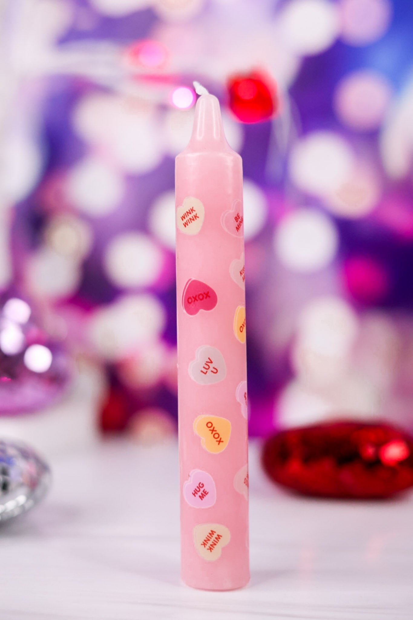 Conversation Hearts 6" Taper Candles (3 Colors) - Whiskey Skies - 180 DEGREES
