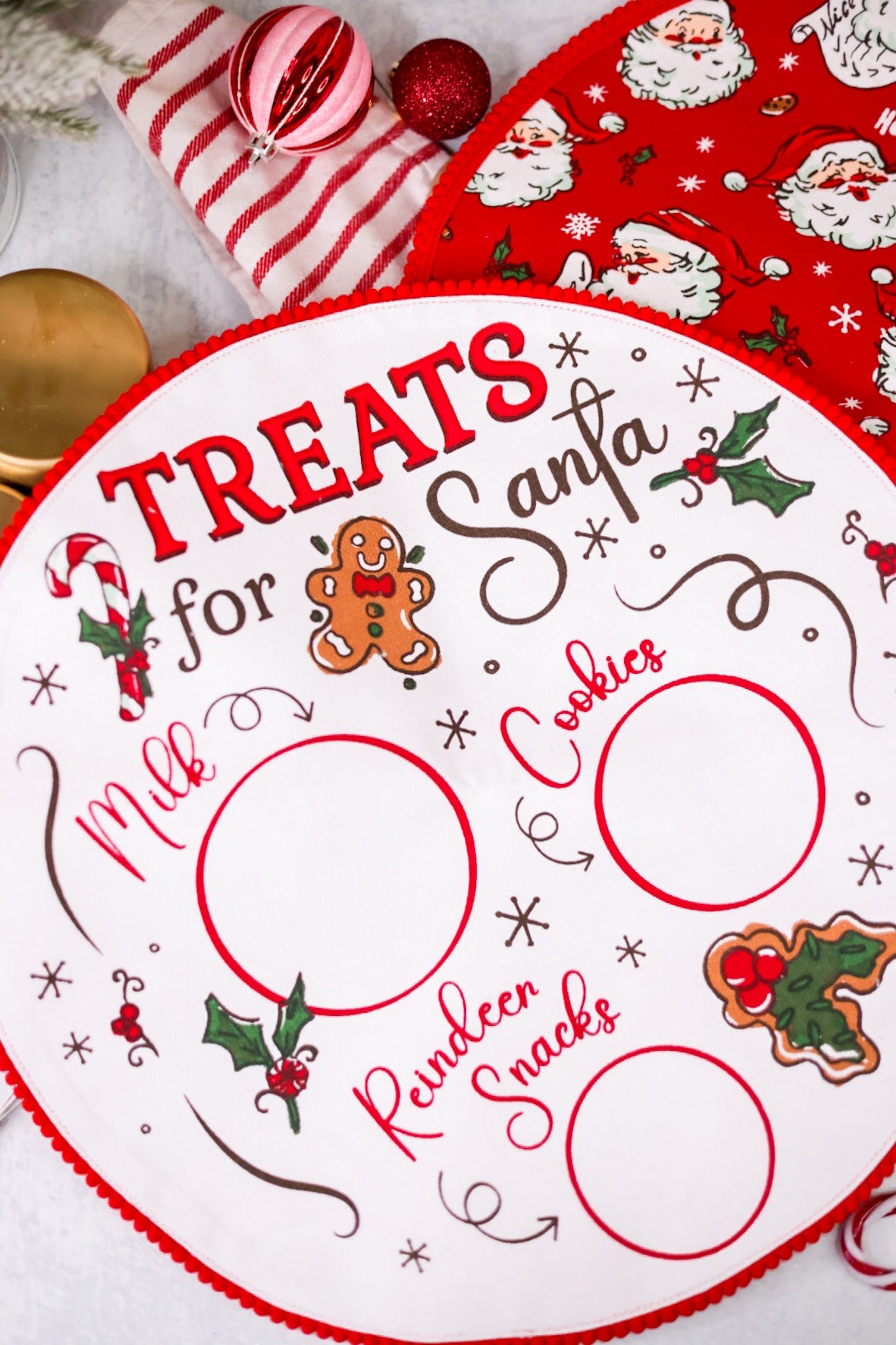 Cookies For Santa Embellished Round Placemat - Whiskey Skies - DII - DESIGN IMPORTS