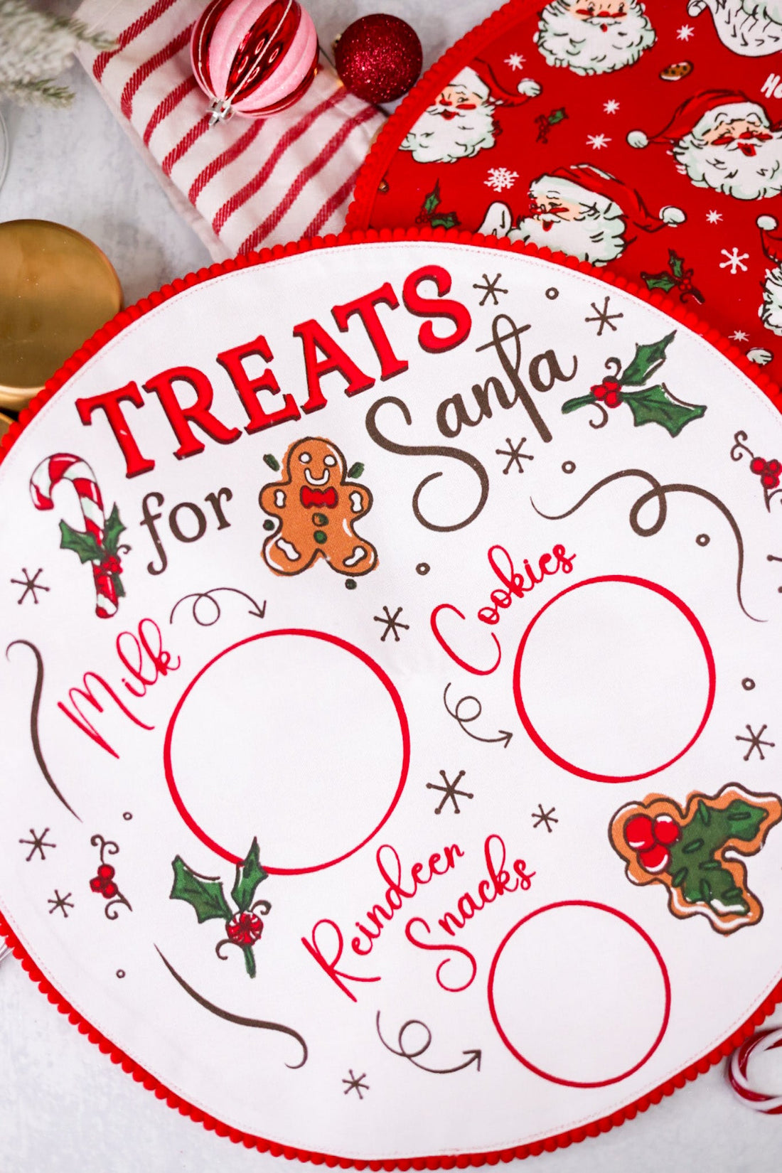 Cookies For Santa Embellished Round Placemat - Whiskey Skies - DII - DESIGN IMPORTS