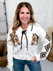 Cool Horse Button Down Long Sleeve Cardigan - Whiskey Skies - ROWDY CROWD CLOTHING