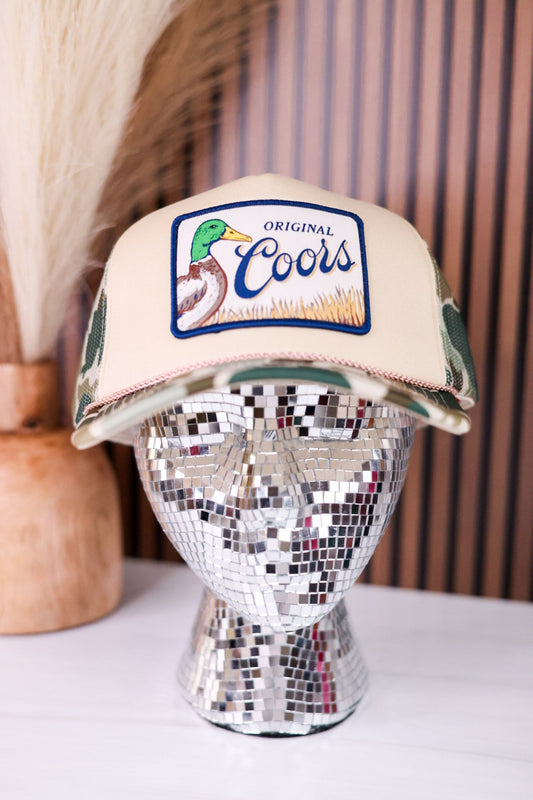 Coors Original Mallard Camo Snapback Trucker Hat - Whiskey Skies - AMERICAN NEEDLE